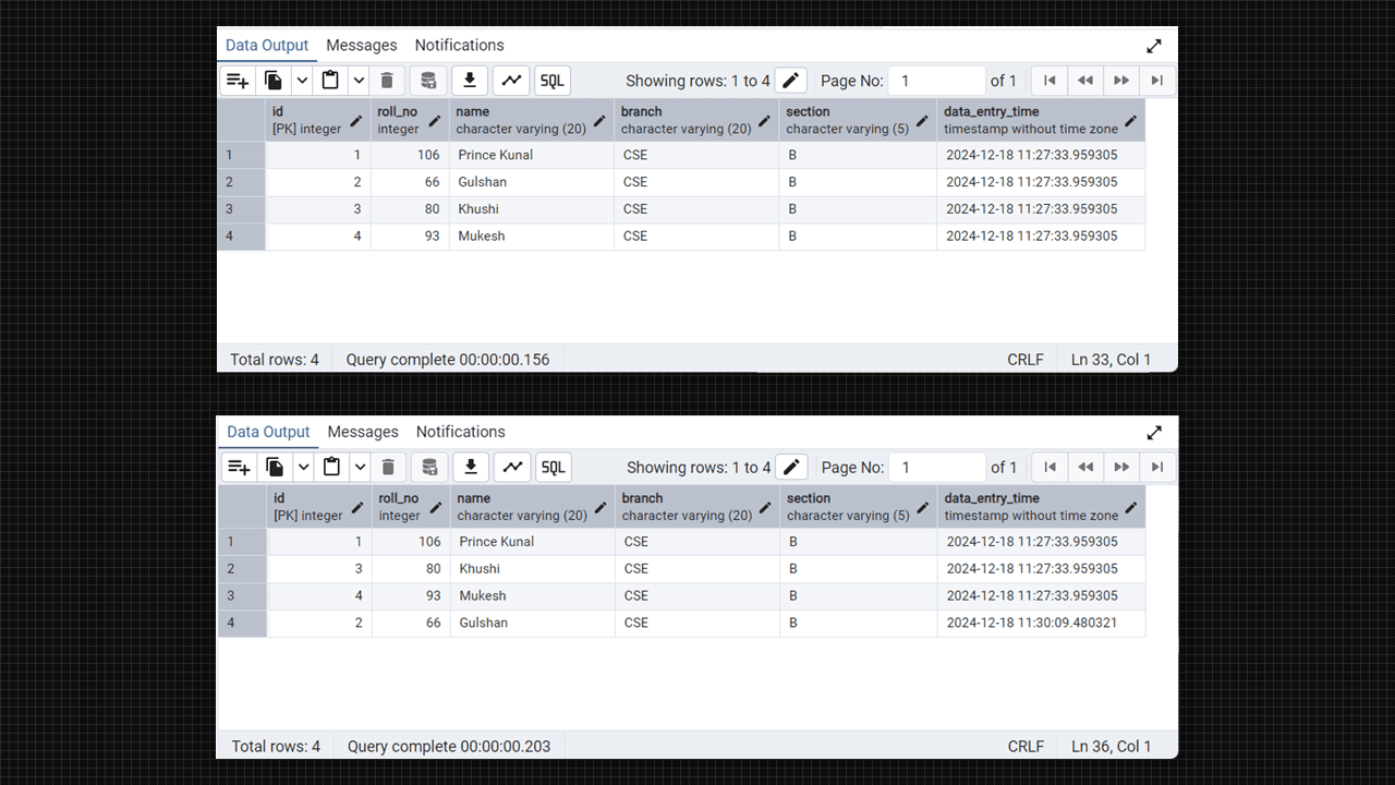 Alter column and update in Admin 4 (PostgreSQL).