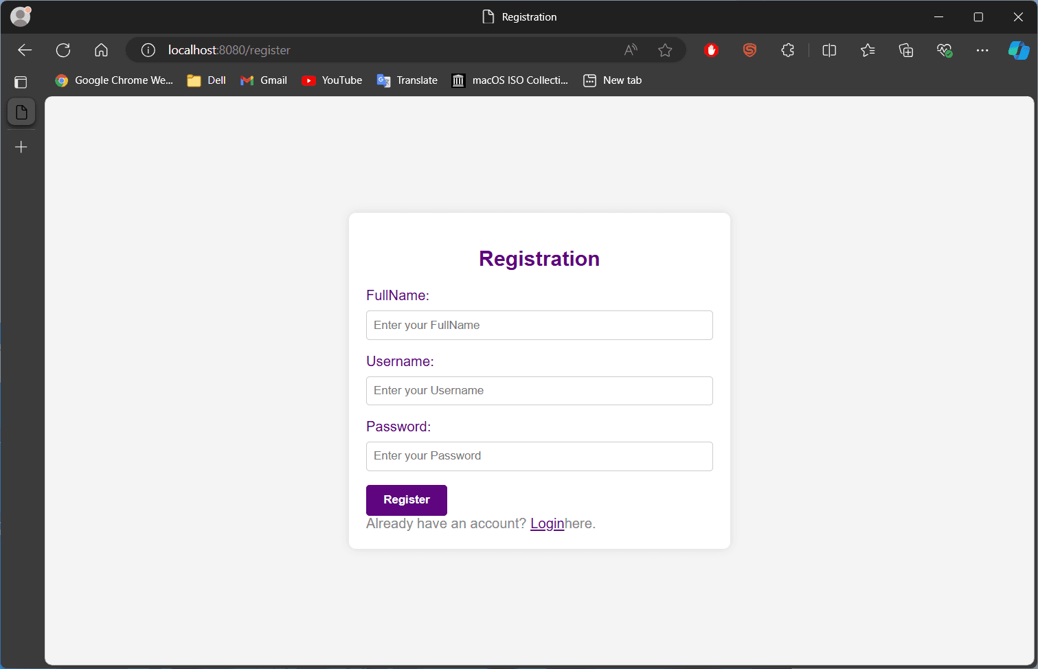 Register page ./register