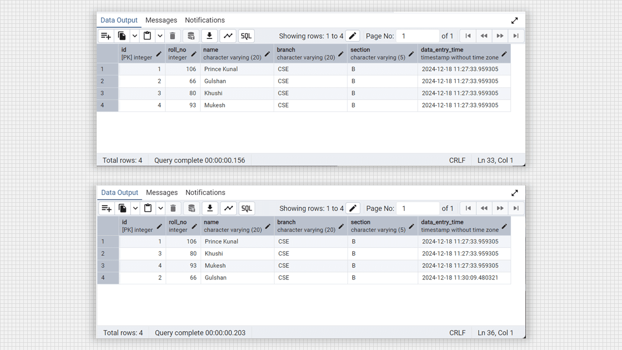 Alter column and update in Admin 4 (PostgreSQL).