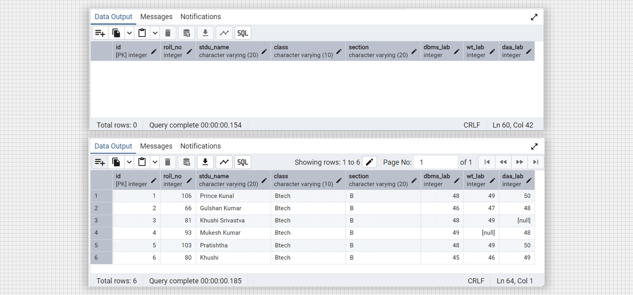 Alter column and update in Admin 4 (PostgreSQL).