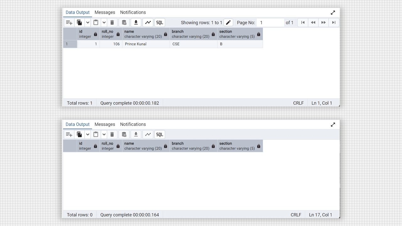 Create Table and delete data in Admin 4 (PostgreSQL).