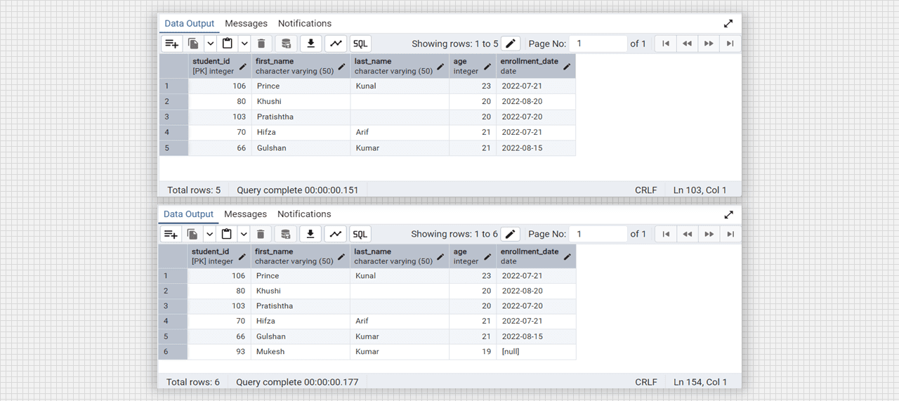 Add the data in existing table with the package function.