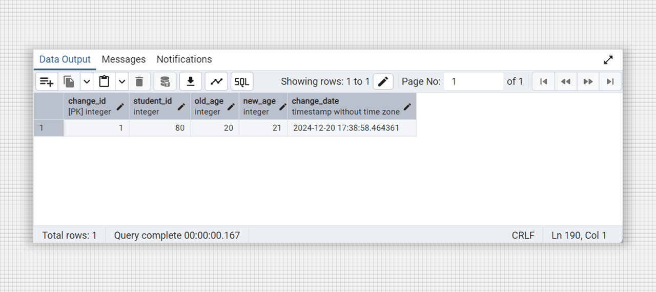 After changes on students table creating a student_changes_log table.