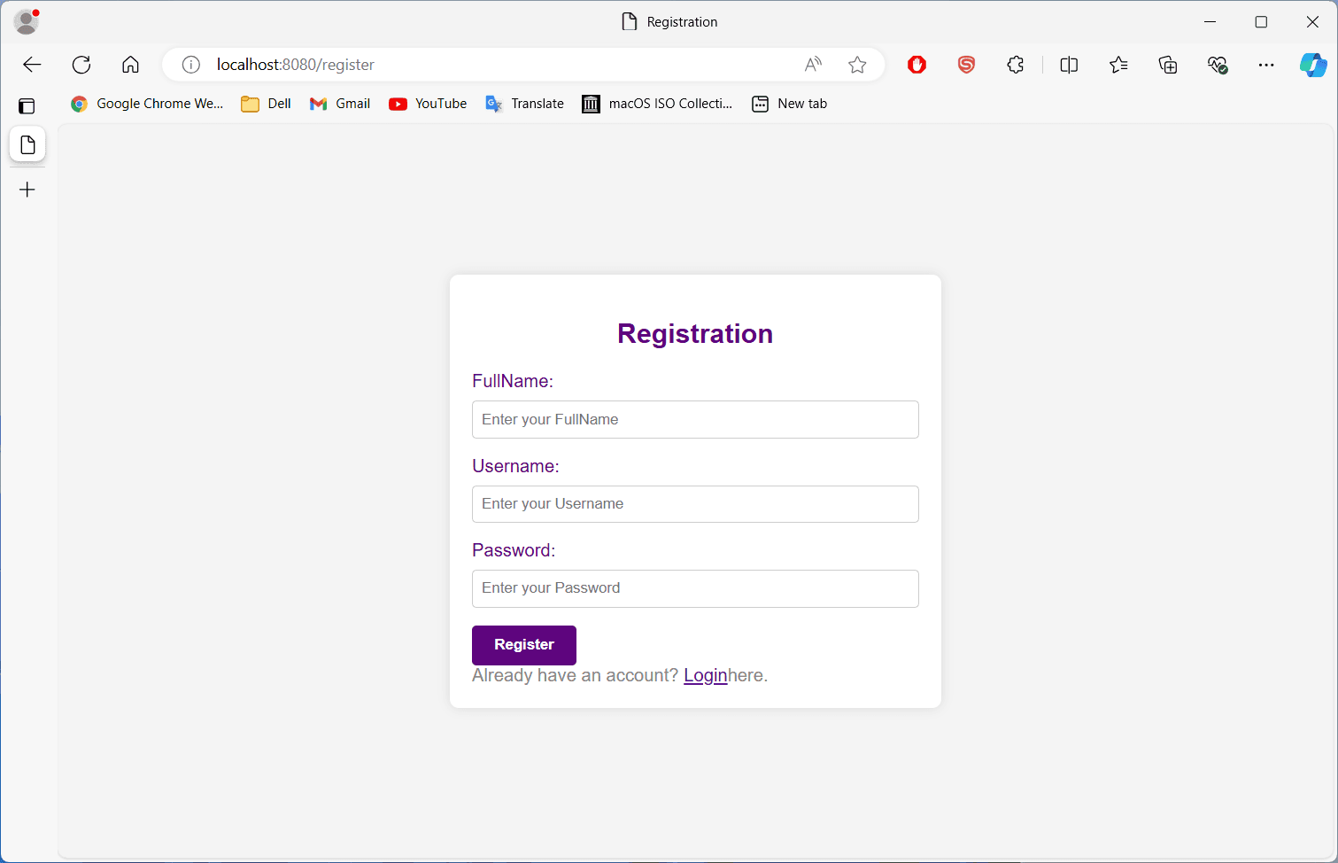 Register page ./register