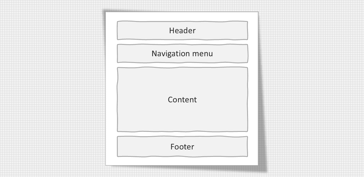 One column layout structure