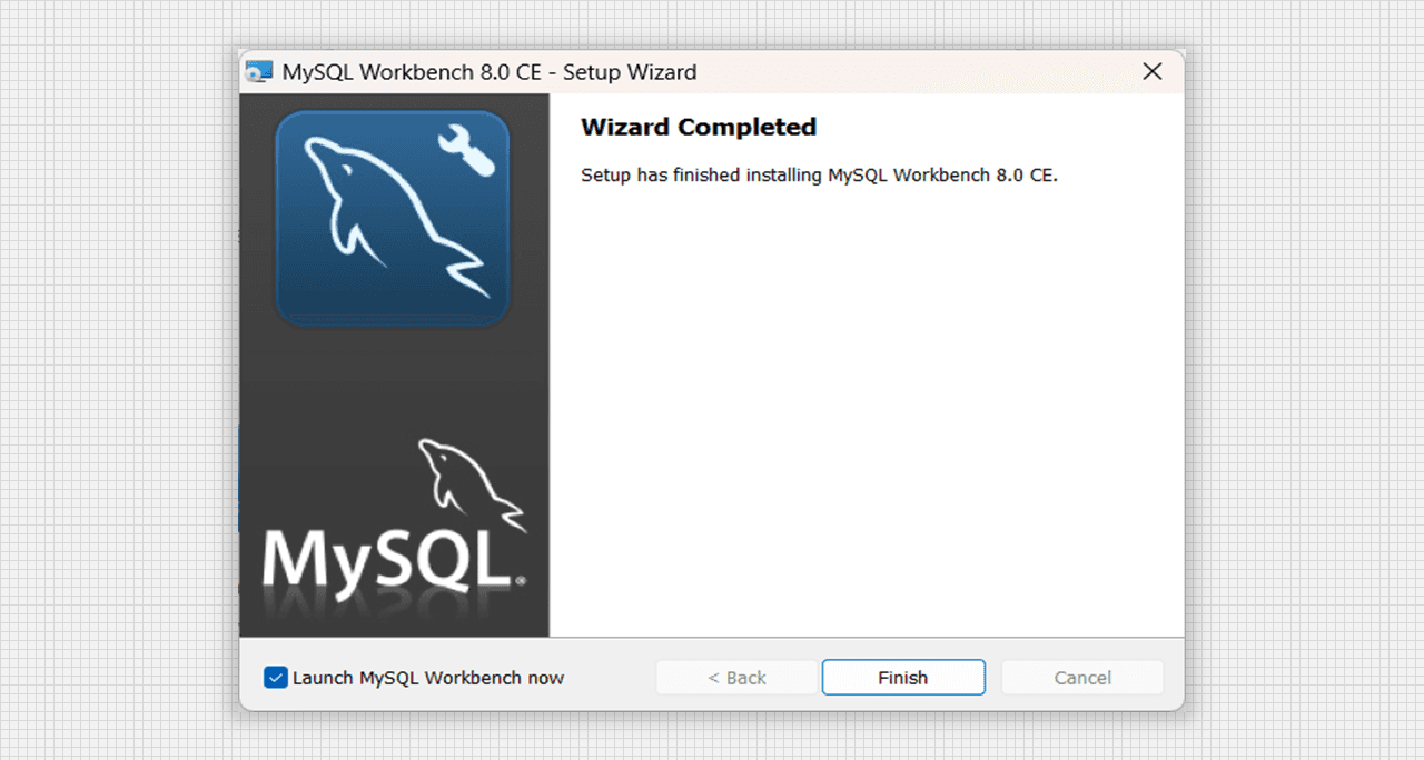 Wizard Completed for MySQL Workbench 8.0 CE